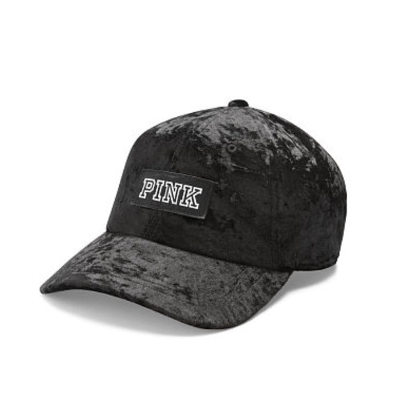 PINK Victoria's Secret Accessories - NWT Black Velvet Victoria’s Secret Baseball Cap
